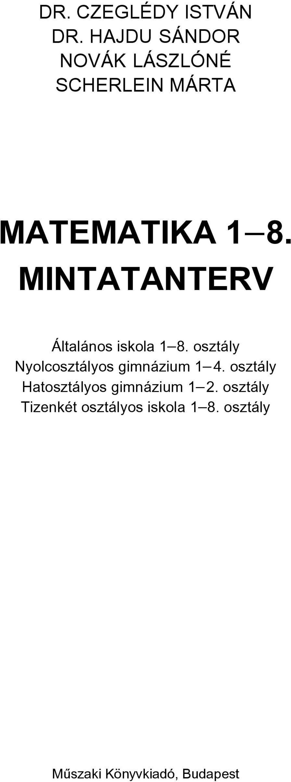 MINTATANTERV Általános iskola 1 8.