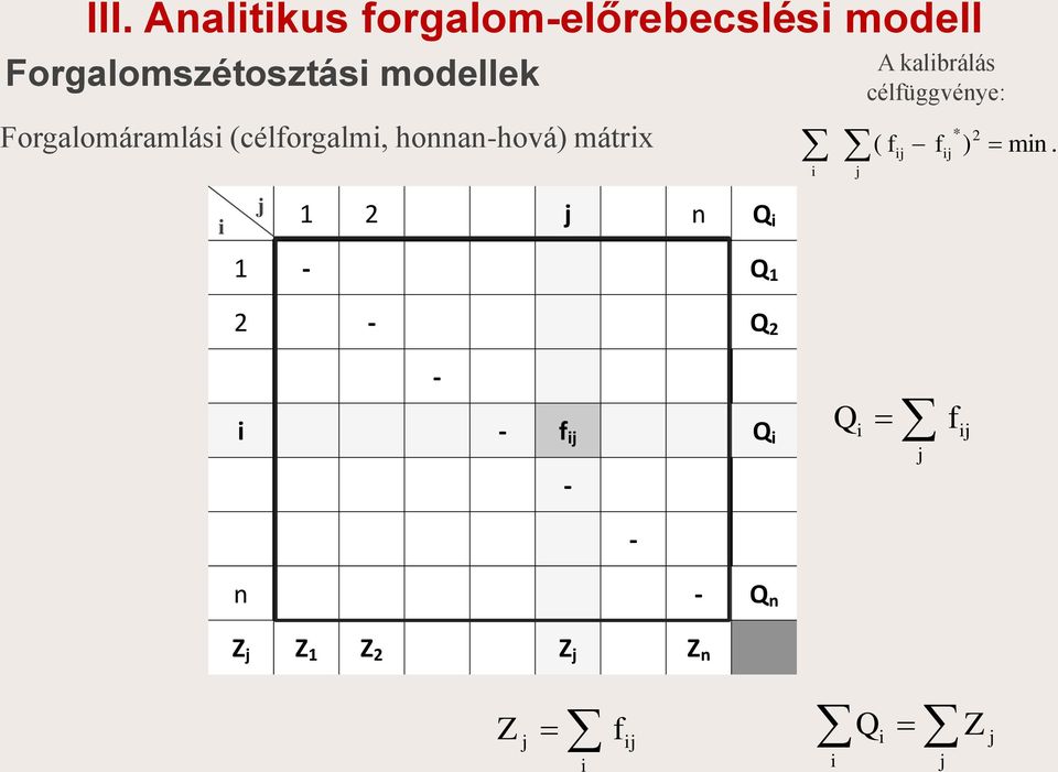 n Q 1 - Q 1 2 - Q 2 j A kalbrálás célfüggvénye: 2 ( f f ) mn.