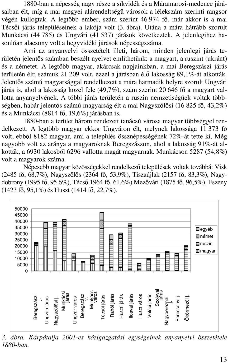 A jelenlegihez hasonlóan alacsony volt a hegyvidéki járások népességszáma.