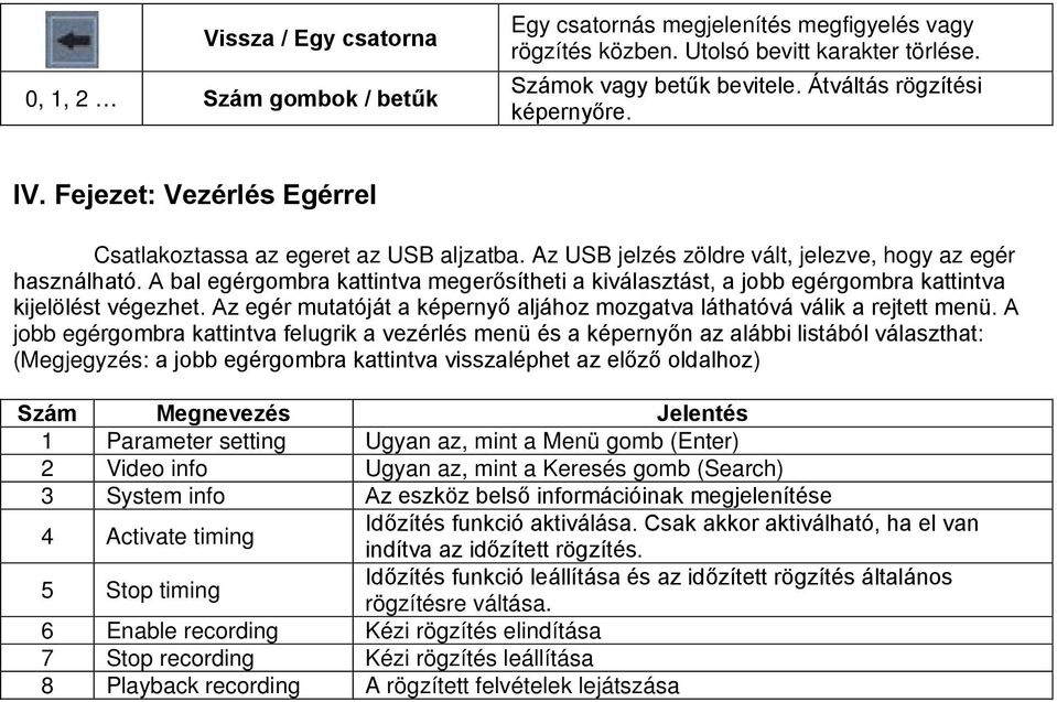 A bal egérgombra kattintva megerősítheti a kiválasztást, a jobb egérgombra kattintva kijelölést végezhet. Az egér mutatóját a képernyő aljához mozgatva láthatóvá válik a rejtett menü.