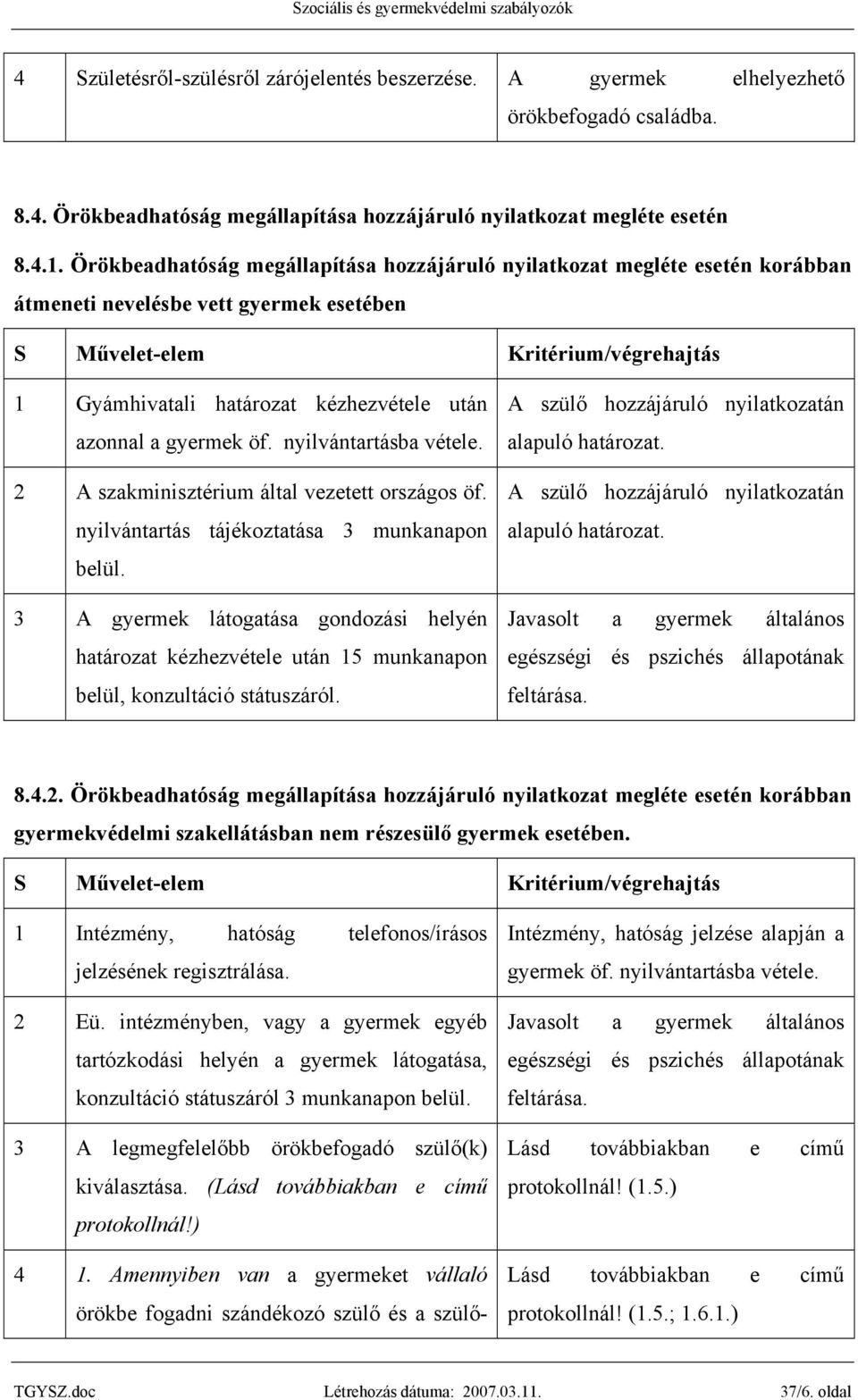 nyilvántartásba vétele. 2 A szakminisztérium által vezetett országos öf. nyilvántartás tájékoztatása 3 munkanapon belül.