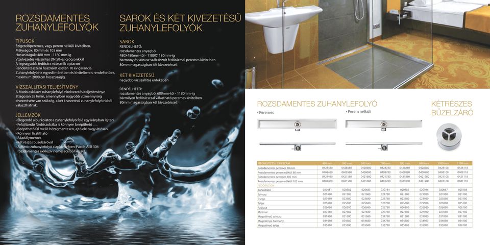 Zuhanylefolyóink egyedi méretben és kivitelben is rendelhetőek, maximum 2000 cm hosszúságig.
