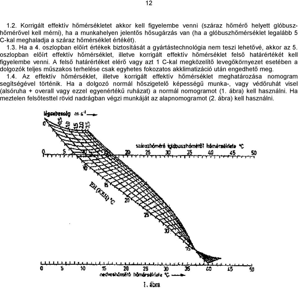 oszlopban előírt efektív hőmérséklet, iletve korigált efektív hőmérséklet felső határértékét kel figyelembe venni.