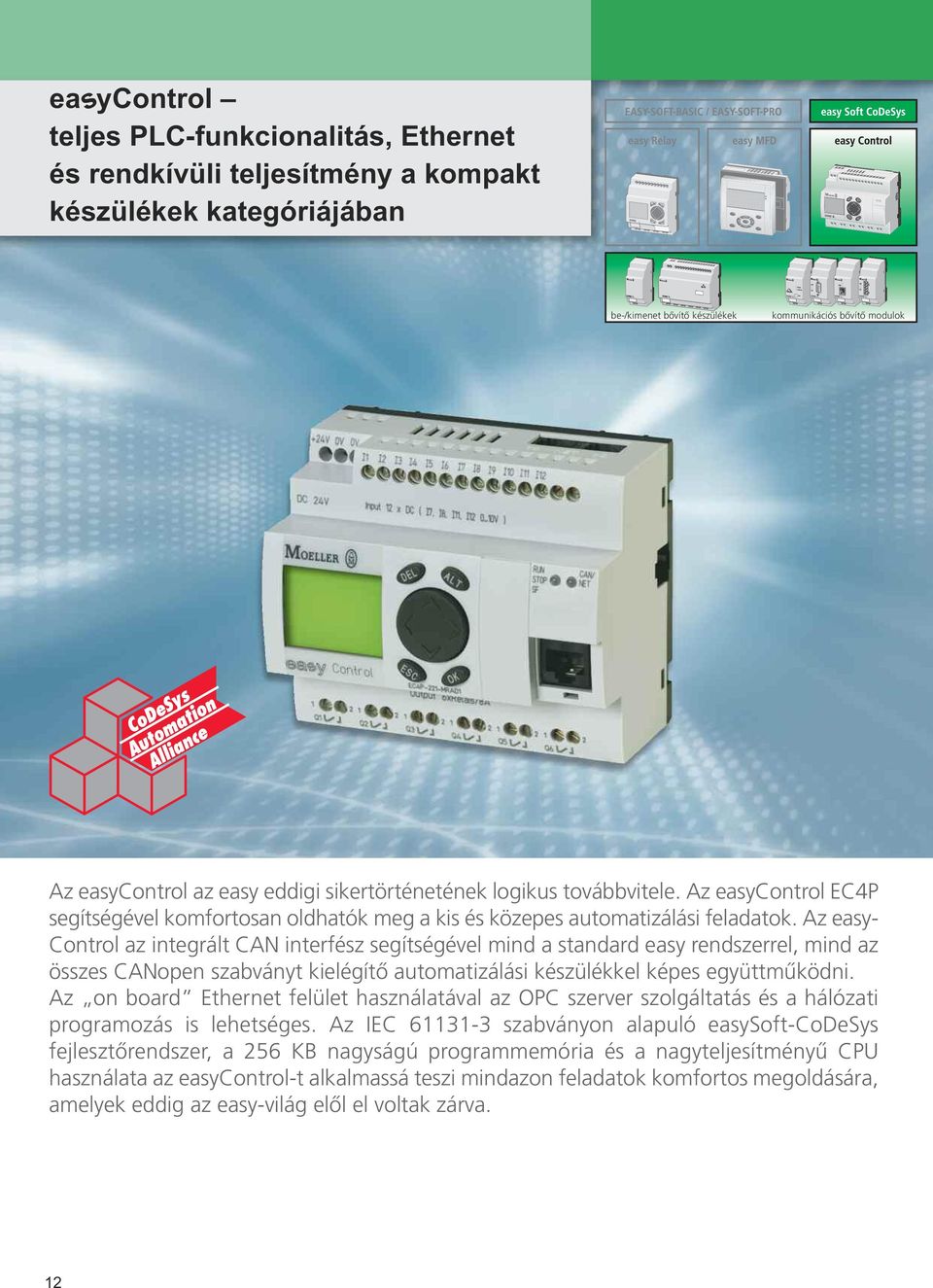 Az easy- Control az integrált CAN interfész segítségével mind a standard easy rendszerrel, mind az összes CANopen szabványt kielégítő automatizálási készülékkel képes együttmûködni.