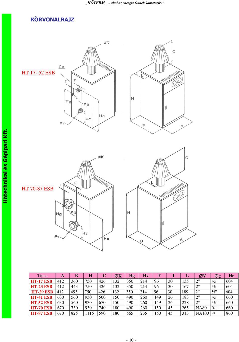 604 HT-41 ESB 630 560 930 500 150 490 260 149 26 183 2 ½ 660 HT-52 ESB 630 560 930 670 150 490 260 149 26 228 2 ½ 660