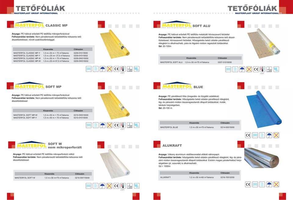 MASTERFOL CLASSIC MP-Y 1,5 m 50 m = 75 m 2 /tekercs 0209-0Y015000 MASTERFOL CLASSIC MP-Y 1,5 m 25 m= 37,5 m 2 /tekercs 0209-0Y015002 MASTERFOL CLASSIC MP-W 1,5 m 50 m = 75 m 2 /tekercs 0209-0W015000