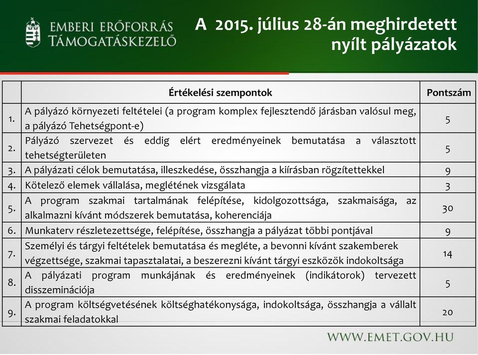 Kötelező elemek vállalása, meglétének vizsgálata 3 5. A program szakmai tartalmának felépítése, kidolgozottsága, szakmaisága, az alkalmazni kívánt módszerek bemutatása, koherenciája 6.