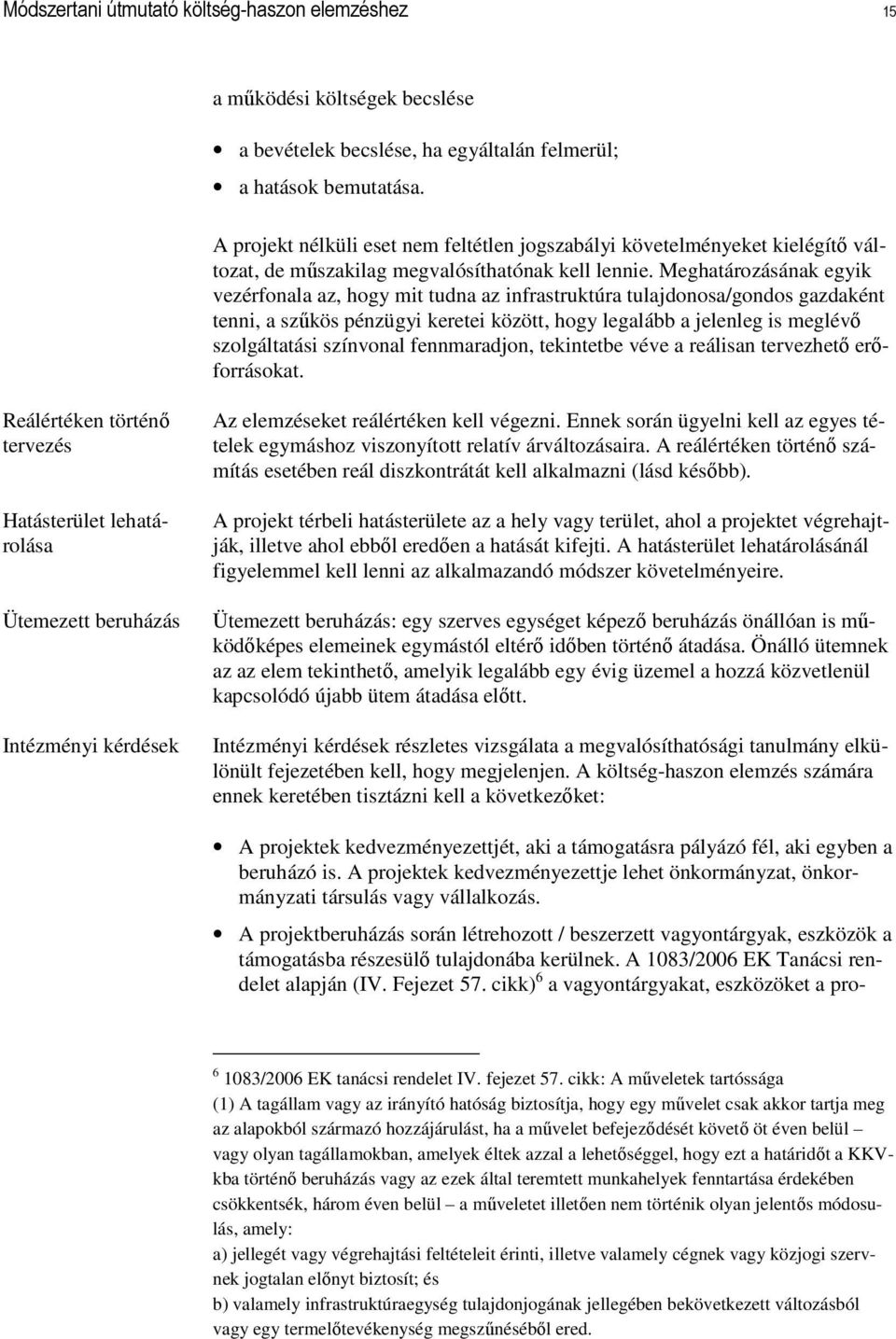 Meghatározásának egyik vezérfonala az, hogy mit tudna az infrastruktúra tulajdonosa/gondos gazdaként tenni, a szőkös pénzügyi keretei között, hogy legalább a jelenleg is meglévı szolgáltatási