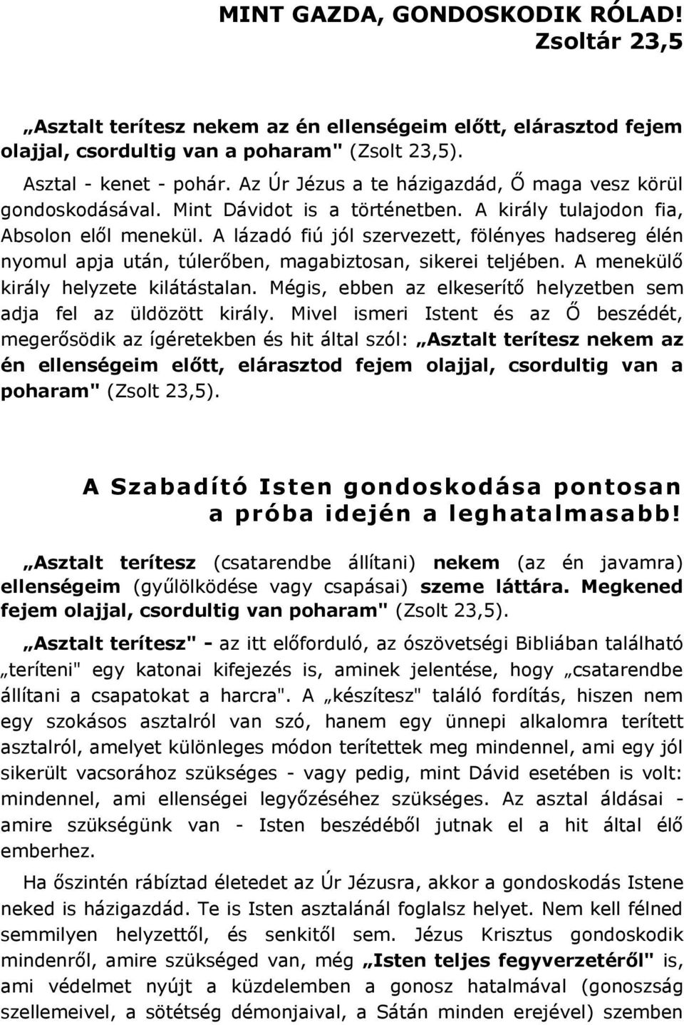 A lázadó fiú jól szervezett, fölényes hadsereg élén nyomul apja után, túlerőben, magabiztosan, sikerei teljében. A menekülő király helyzete kilátástalan.