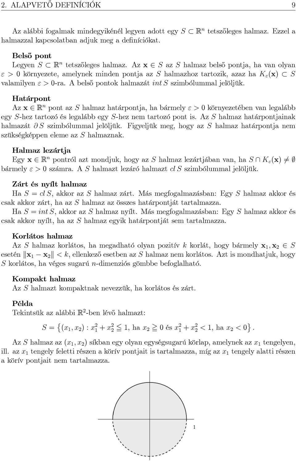 A bels½o pontok halmazát int S szimbólummal jelöljük.