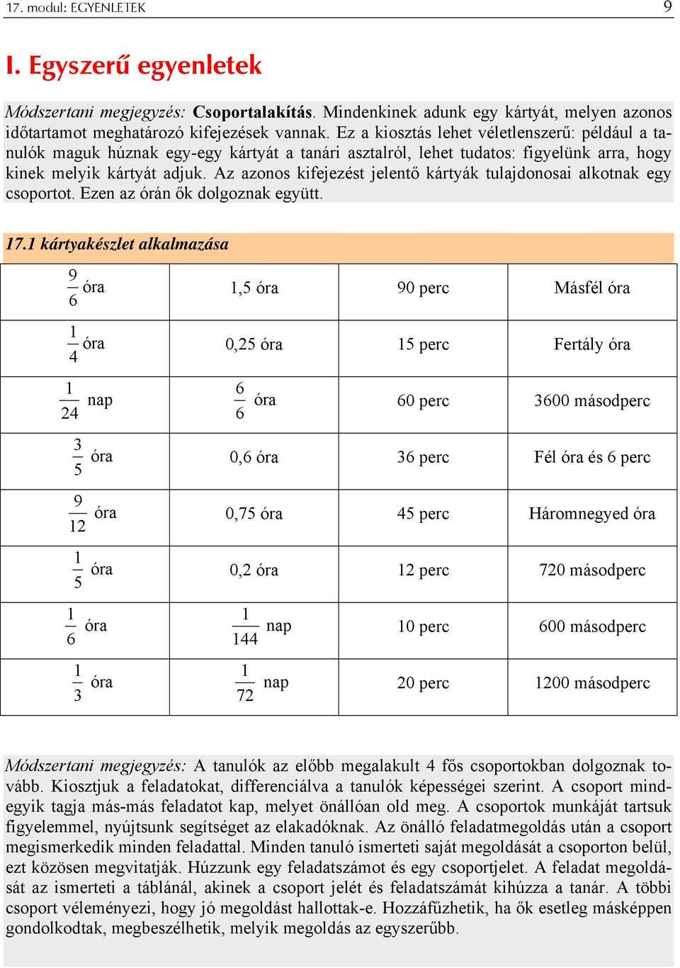 Az azonos kifejezést jelentő kártyák tulajdonosai alkotnak egy csoportot. Ezen az órán ők dolgoznak együtt. 7.