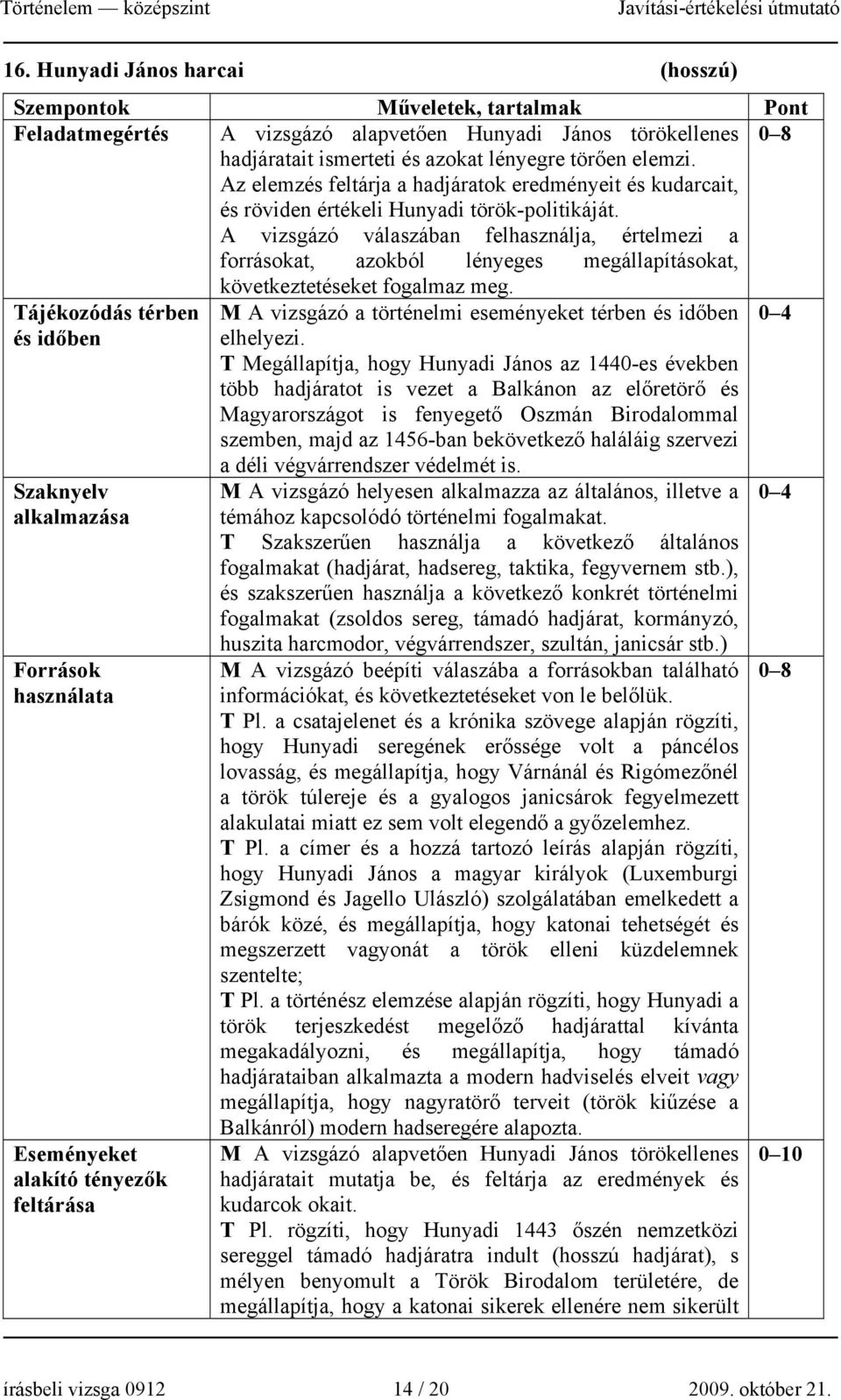 A vizsgázó válaszában felhasználja, értelmezi a forrásokat, azokból lényeges megállapításokat, következtetéseket fogalmaz meg.