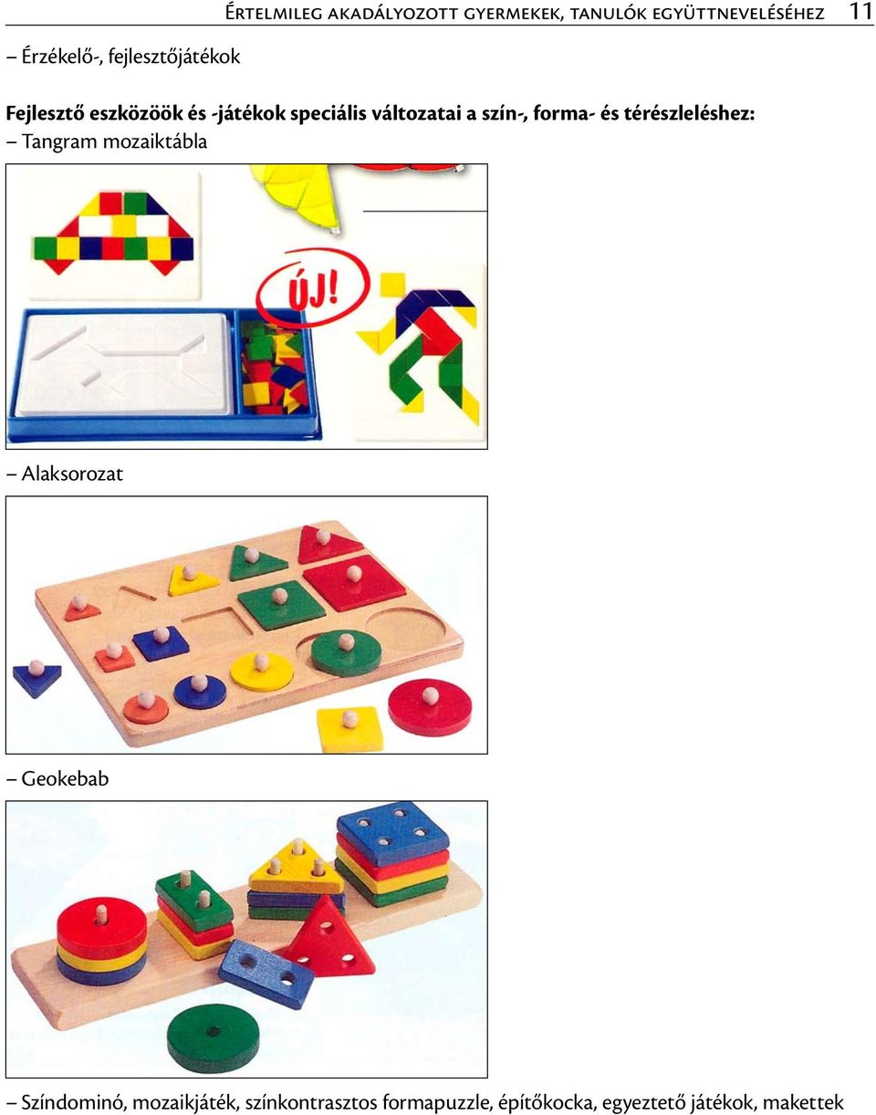 szín-, forma- és térészleléshez: Tangram mozaiktábla Alaksorozat Geokebab