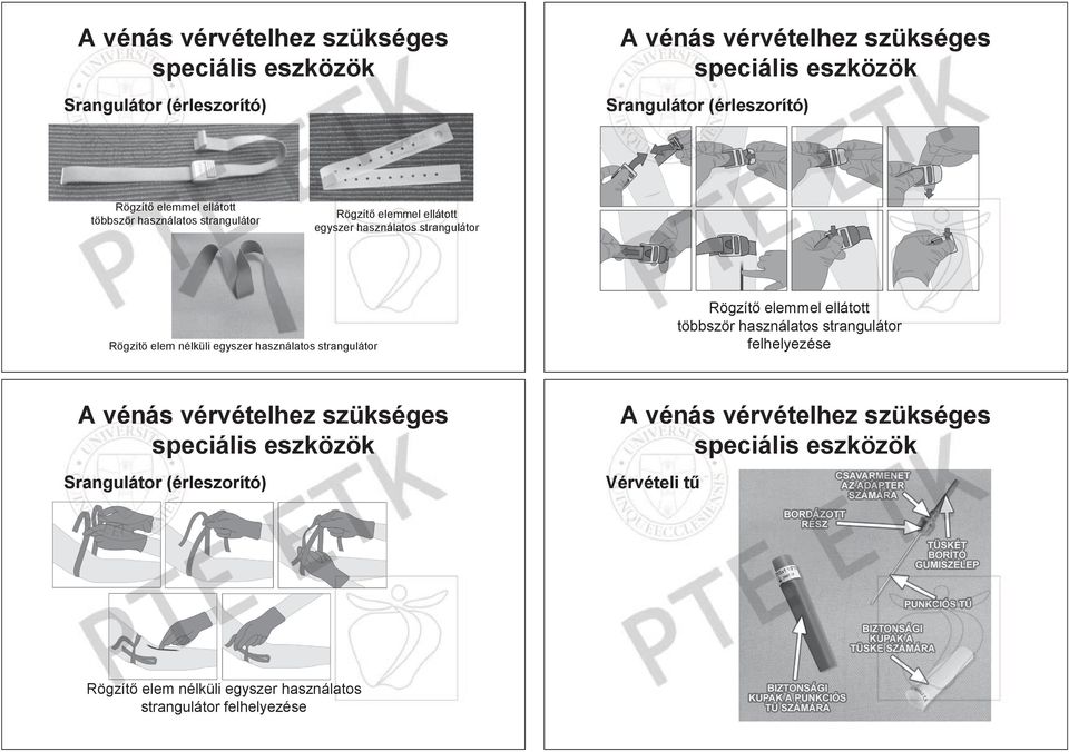 egyszer használatos strangulátor Rögzít elemmel ellátott többször használatos strangulátor tor felhelyezése A vénás vérvételhez szükséges