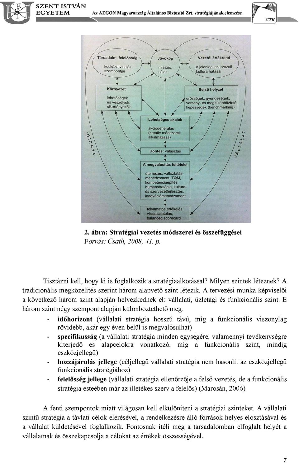 E három szint négy szempont alapján különböztethető meg: - időhorizont (vállalati stratégia hosszú távú, míg a funkcionális viszonylag rövidebb, akár egy éven belül is megvalósulhat) - specifikusság