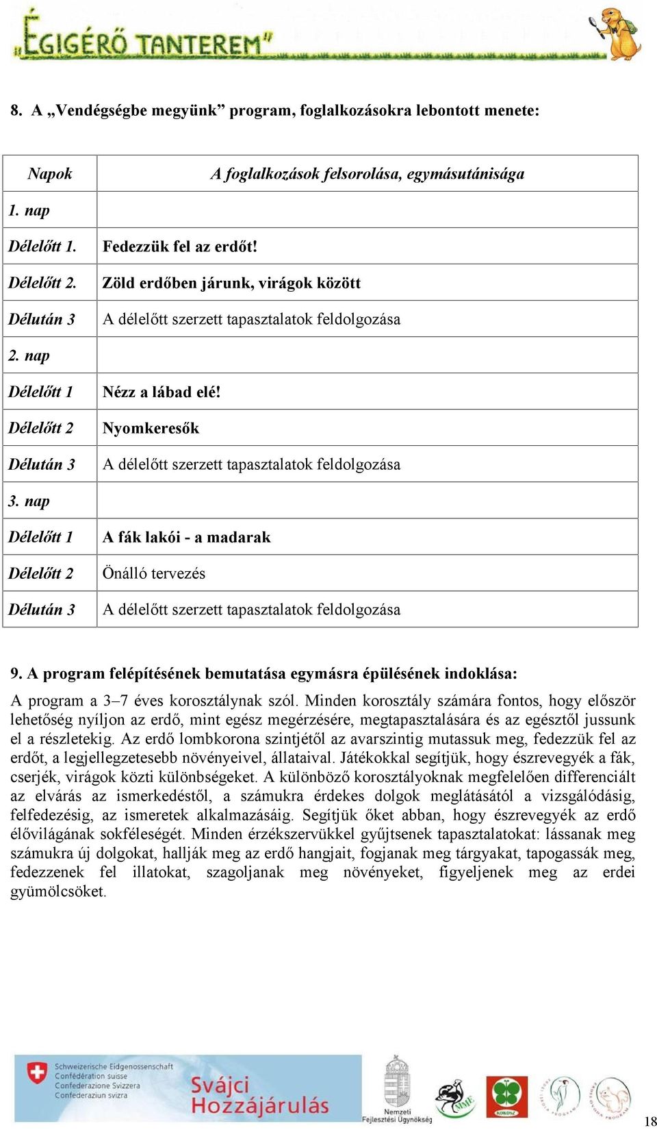 Délelőtt 2 Nyomkeresők Délután 3 A délelőtt szerzett tapasztalatok feldolgozása 3.