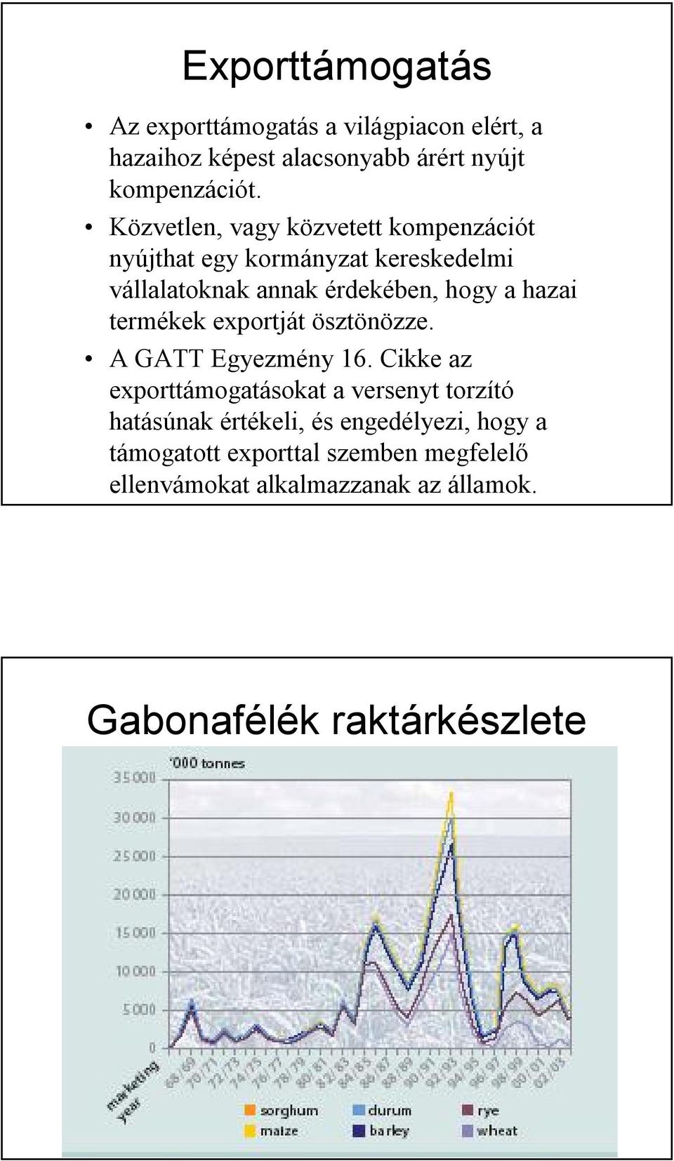 termékek exportját ösztönözze. A GATT Egyezmény 16.