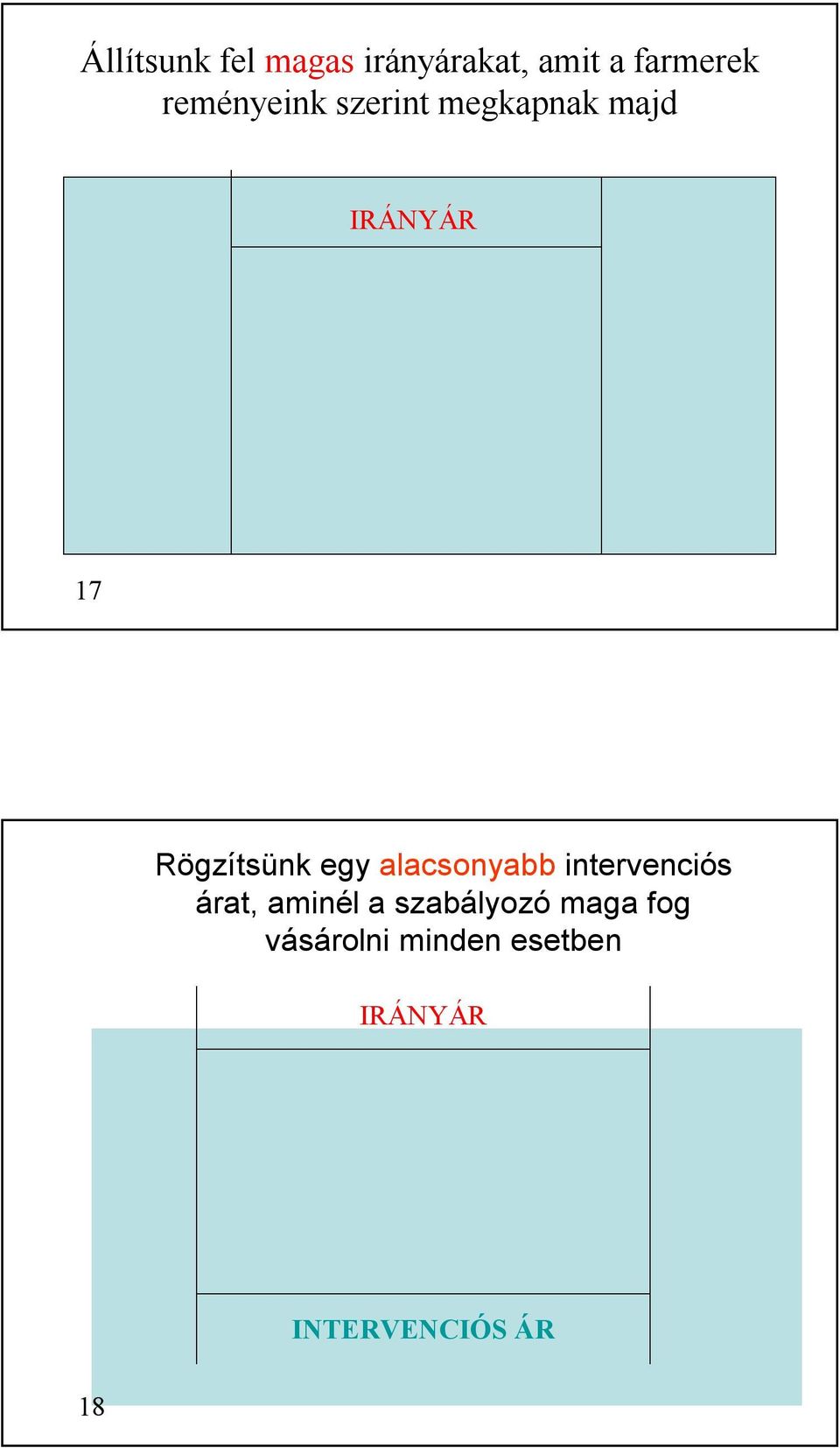 Rögzítsünk egy alacsonyabb intervenciós árat, aminél a