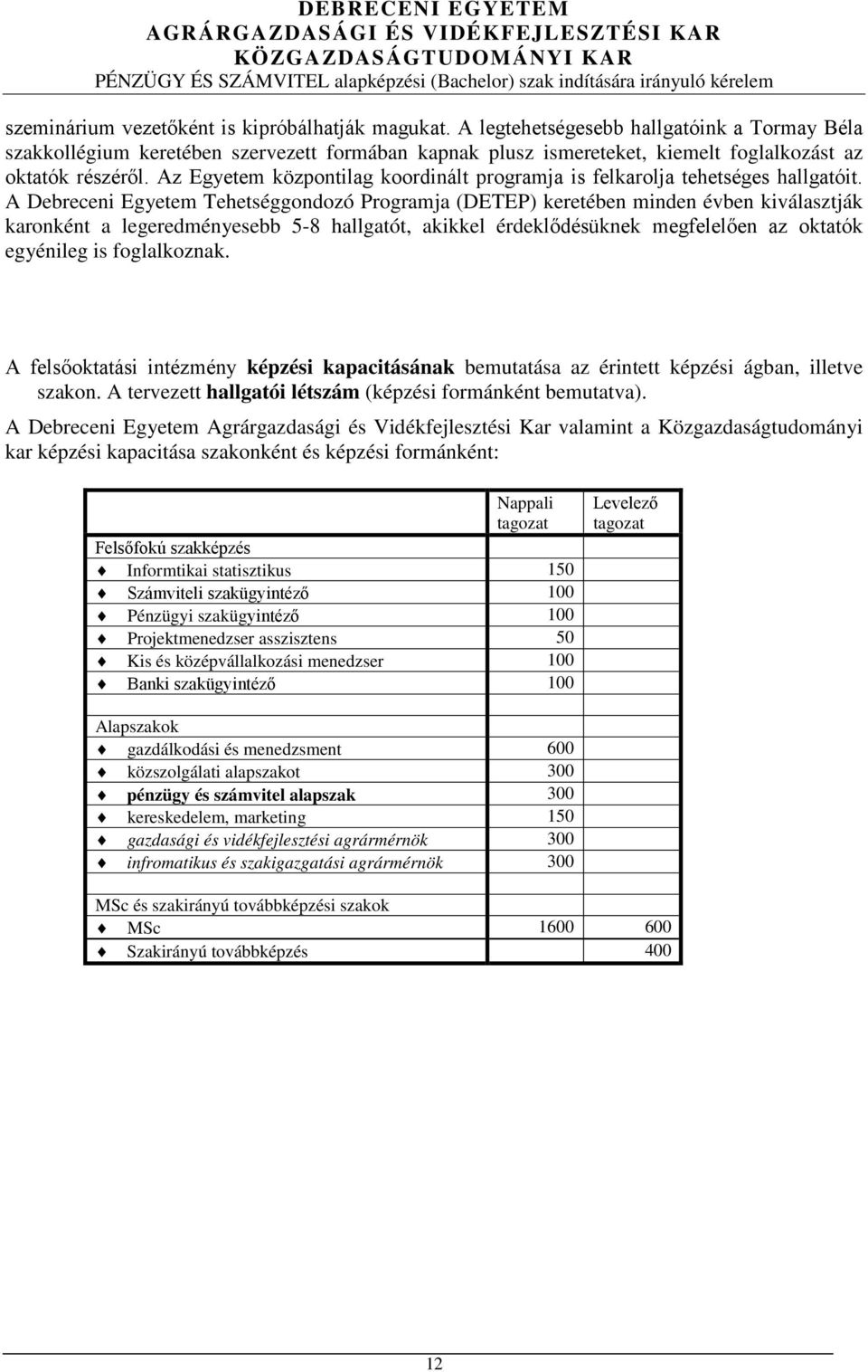 Az Egyetem központilag koordinált programja is felkarolja tehetséges hallgatóit.