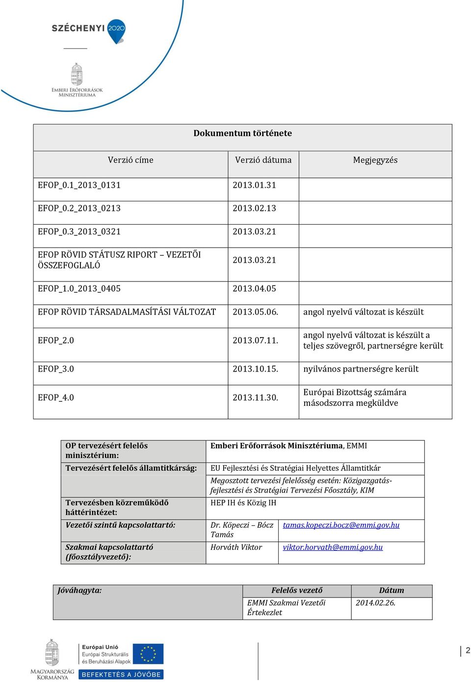 angol nyelvű változat is készült a teljes szövegről, partnerségre került EFOP_3.0 2013.10.15. nyilvános partnerségre került EFOP_4.0 2013.11.30.