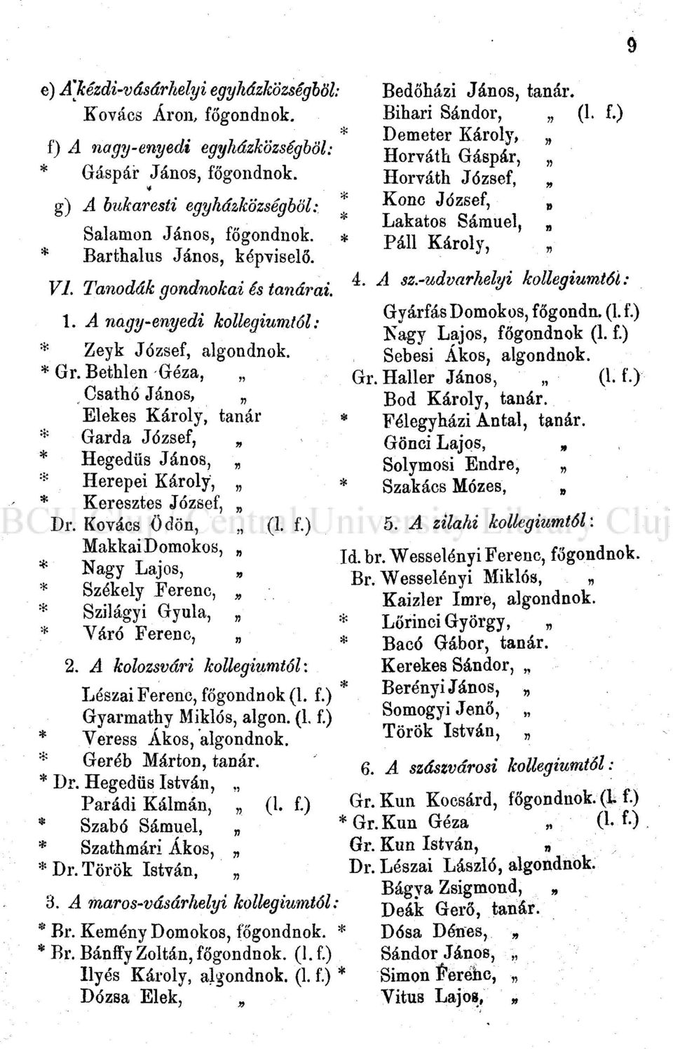 . >' " VI Tanodák gondnokai és tanárai L A sz - ud rhe kollégiumtól :. A nagy-enyedi kollégiumtól: Gyárfás Domokos, főgondn ( f.) y j * u Kagy Lajos, főgondnok (. f.) * Zeyk József, algondnok.