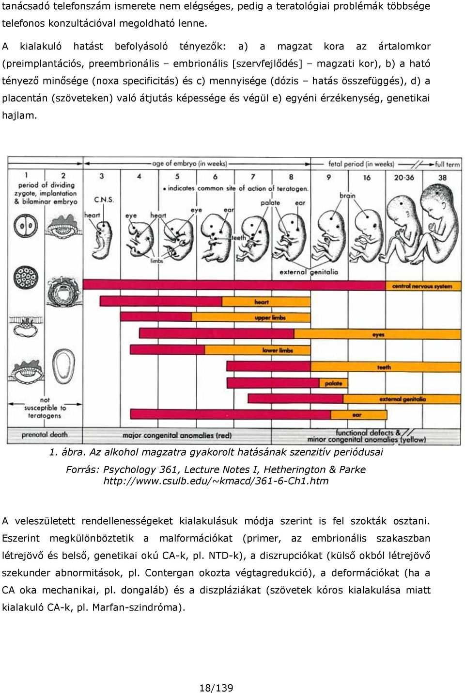 mennyisége (dózis hatás összefüggés), d) a placentán (szöveteken) való átjutás képessége és végül e) egyéni érzékenység, genetikai hajlam. 1. ábra.