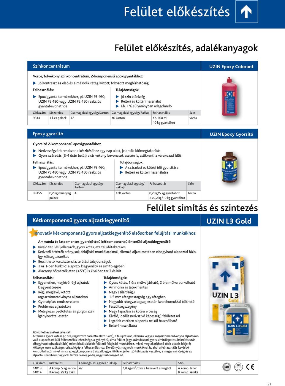 1 % súlyarányban adagolandó Cikkszám Kiszerelés Csomagolási egység/ Csomagolási egység/ Felhasználás Szín 9344 1 l-es palack 12 40 karton Kb.