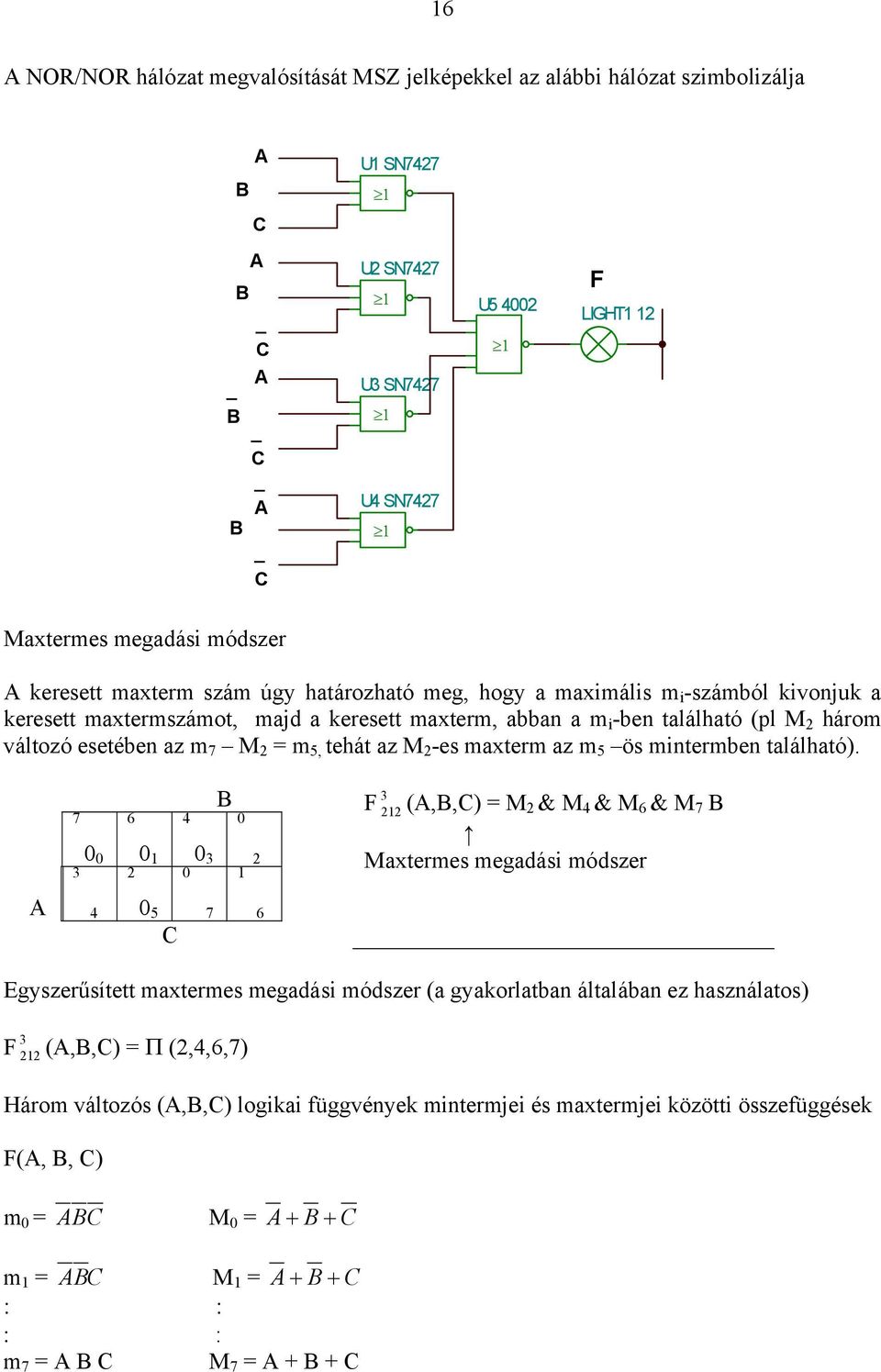 az M 2 -es maxterm az m 5 ös mintermben található).