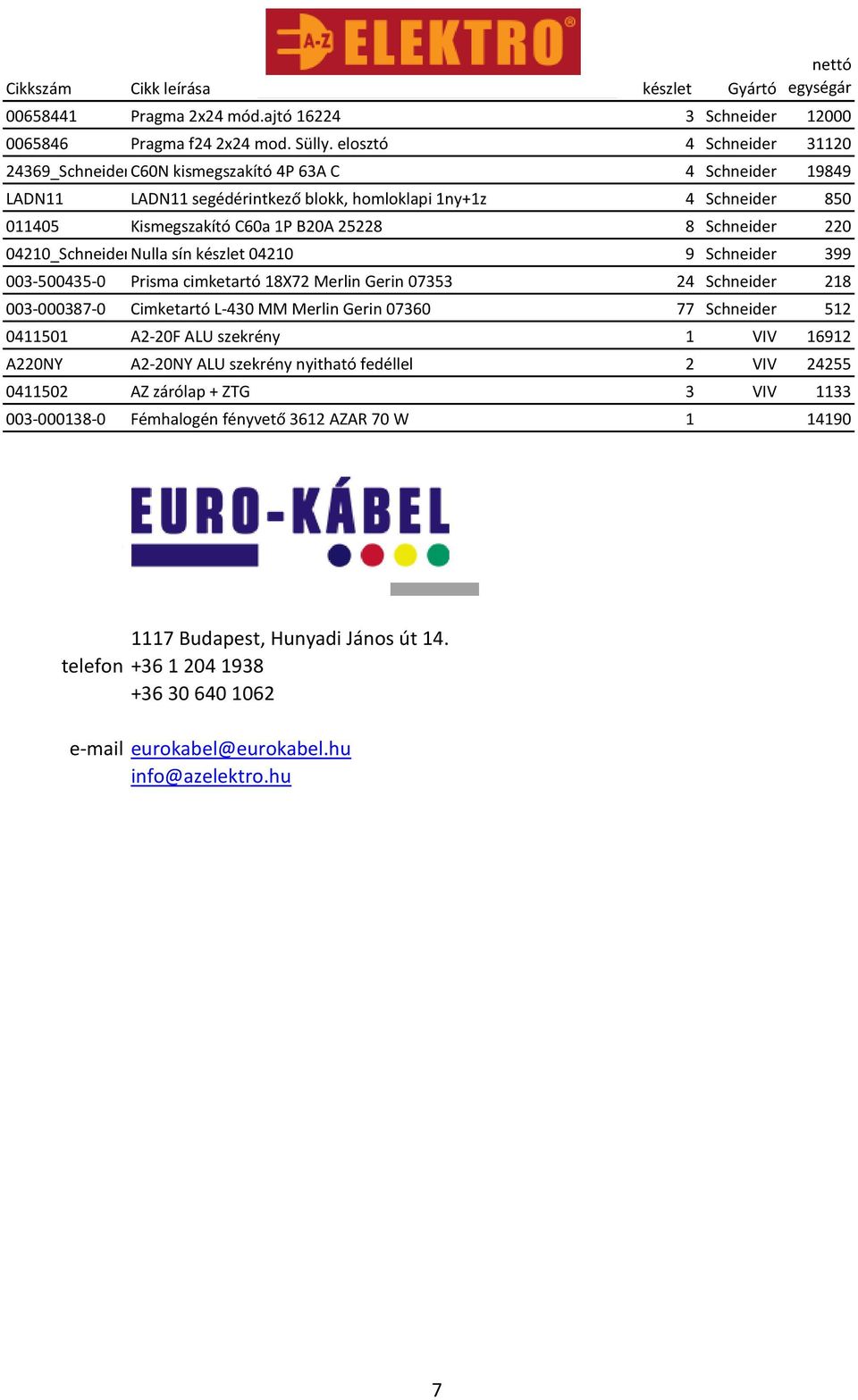 Schneider 220 04210_SchneiderNulla sín készlet 04210 9 Schneider 399 003-500435-0 Prisma cimketartó 18X72 Merlin Gerin 07353 24 Schneider 218 003-000387-0 Cimketartó L-430 MM Merlin Gerin 07360 77