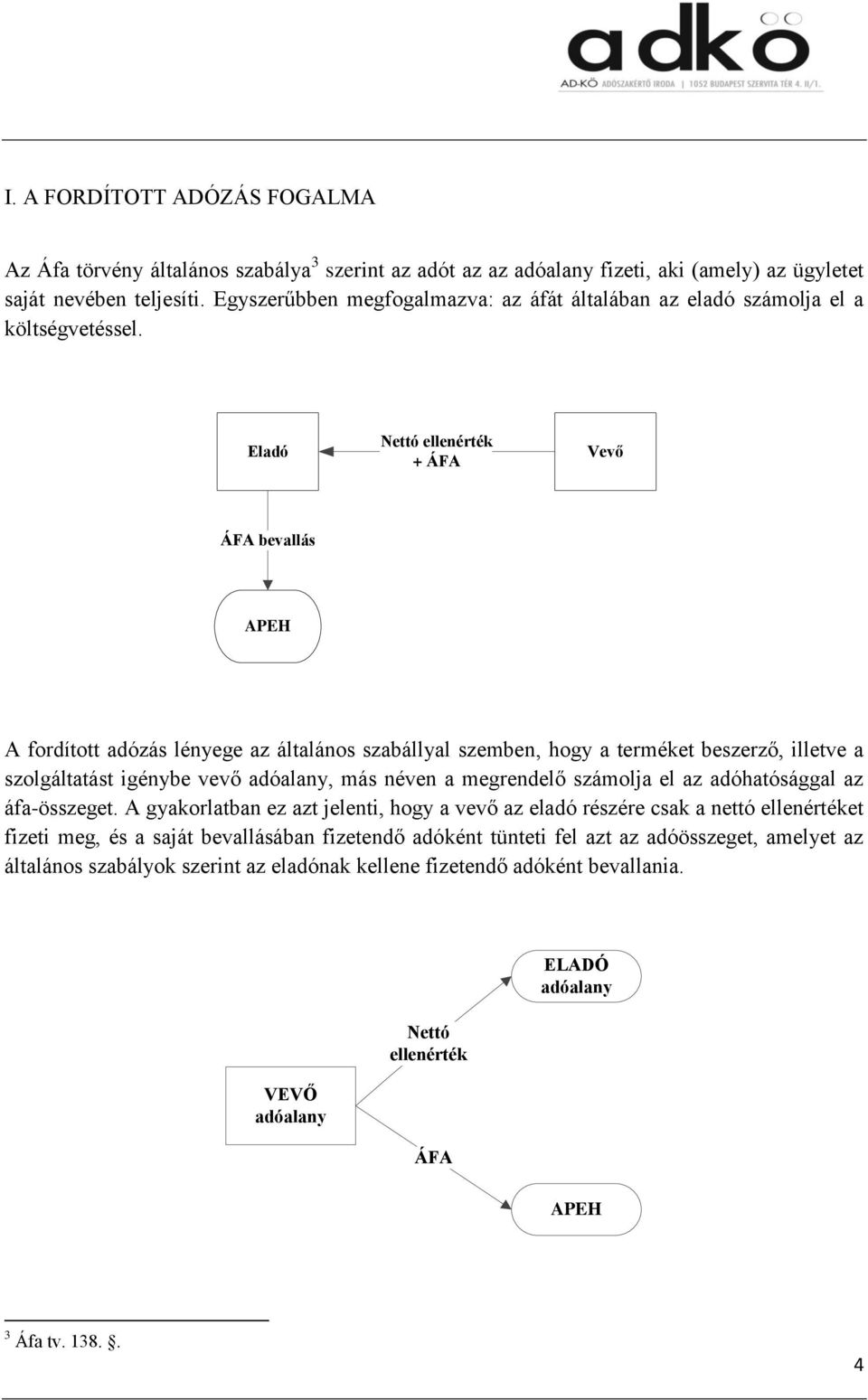 Eladó Nettó ellenérték + ÁFA Vevő ÁFA bevallás APEH A fordított adózás lényege az általános szabállyal szemben, hogy a terméket beszerző, illetve a szolgáltatást igénybe vevő adóalany, más néven a