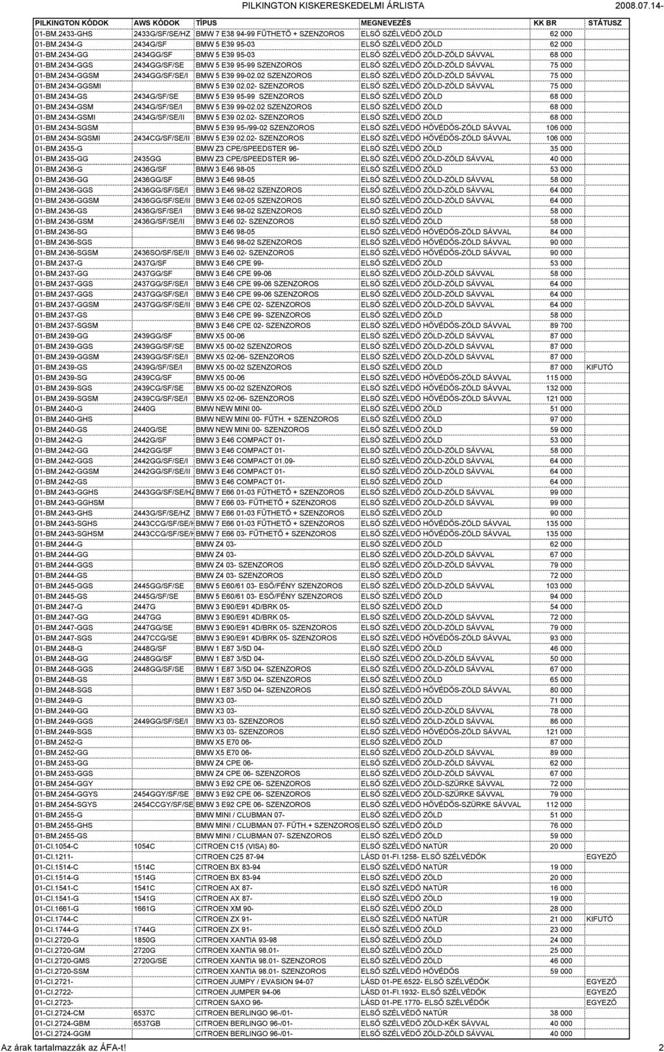 2434-GGSM 2434GG/SF/SE/I BMW 5 E39 99-02.02 SZENZOROS ELSŐ SZÉLVÉDŐ ZÖLD-ZÖLD SÁVVAL 75 000 01-BM.2434-GGSMI BMW 5 E39 02.02- SZENZOROS ELSŐ SZÉLVÉDŐ ZÖLD-ZÖLD SÁVVAL 75 000 01-BM.