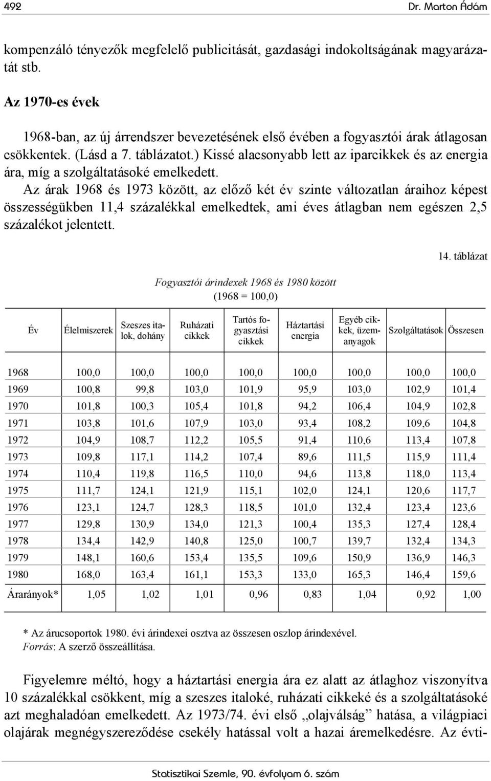 ) Kissé alacsonyabb lett az ipar és az energia ára, míg a szolgáltatásoké emelkedett.