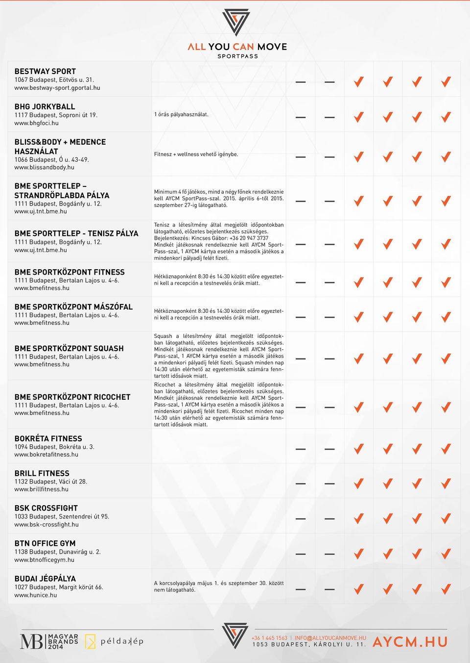hu Minimum 4 fő játékos, mind a négy főnek rendelkeznie kell AYCM SportPass-szal. 2015. április 6-től 2015. szeptember 27-ig látogatható. BME SPORTTELEP - TENISZ PÁLYA 1111 Budapest, Bogdánfy u. 12.