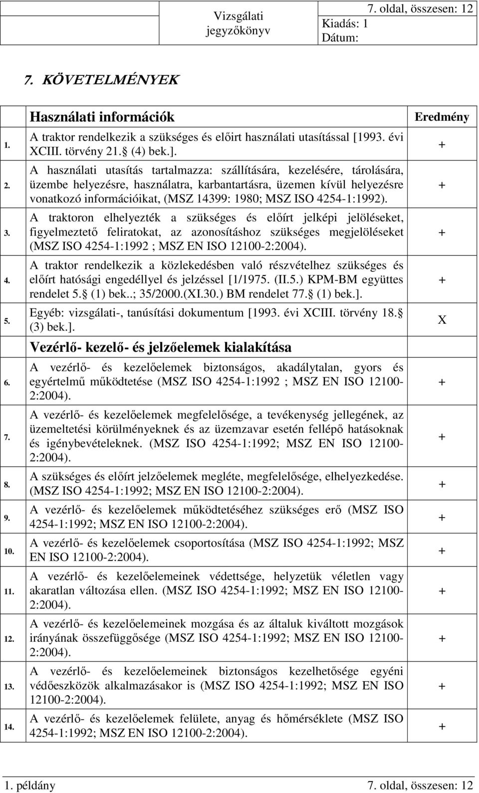 A használati utasítás tartalmazza: szállítására, kezelésére, tárolására, üzembe helyezésre, használatra, karbantartásra, üzemen kívül helyezésre vonatkozó információikat, (MSZ 14399: 1980; MSZ ISO