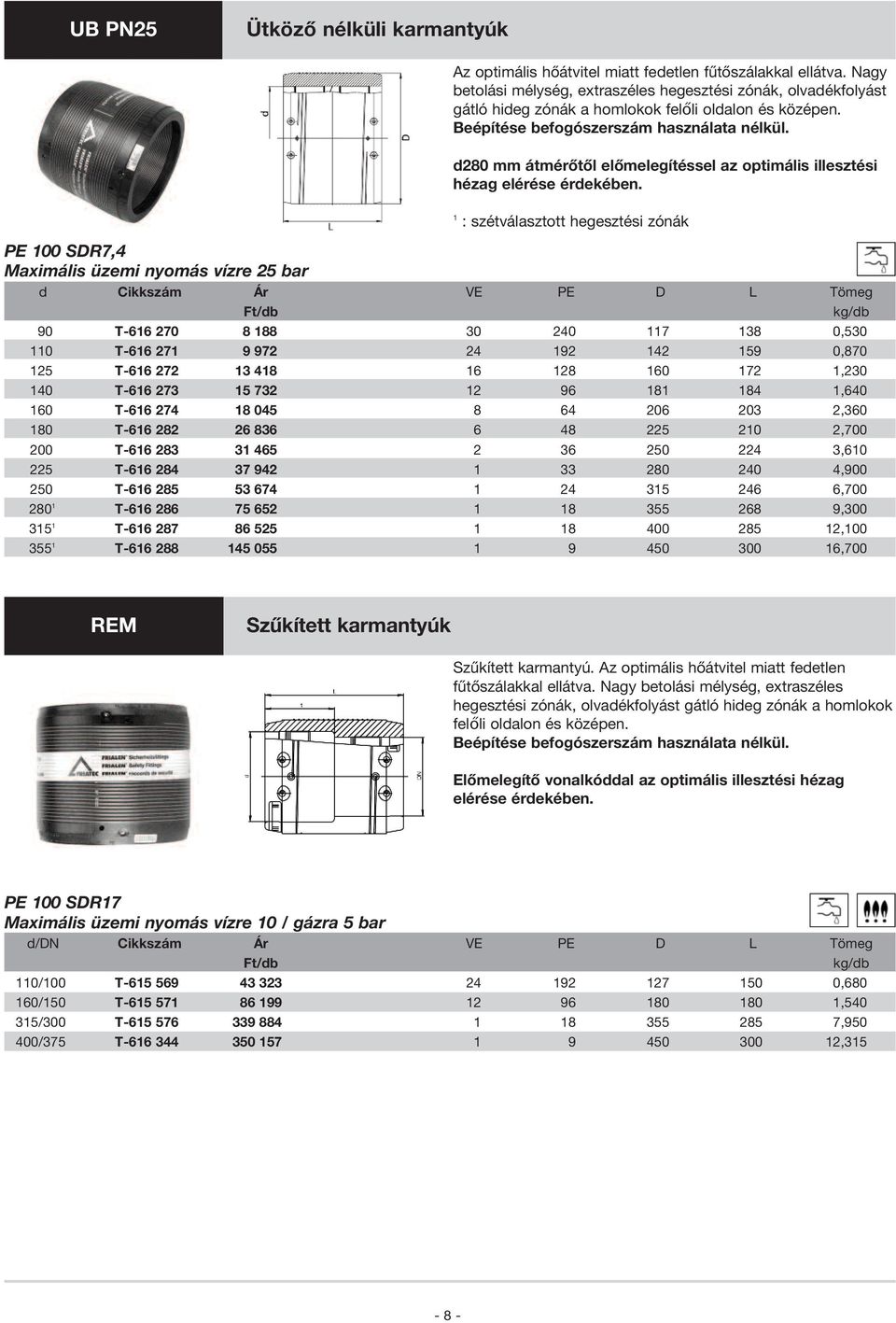 d280 mm átmérôtôl elômelegítéssel az optimális illesztési hézag elérése érdekében.