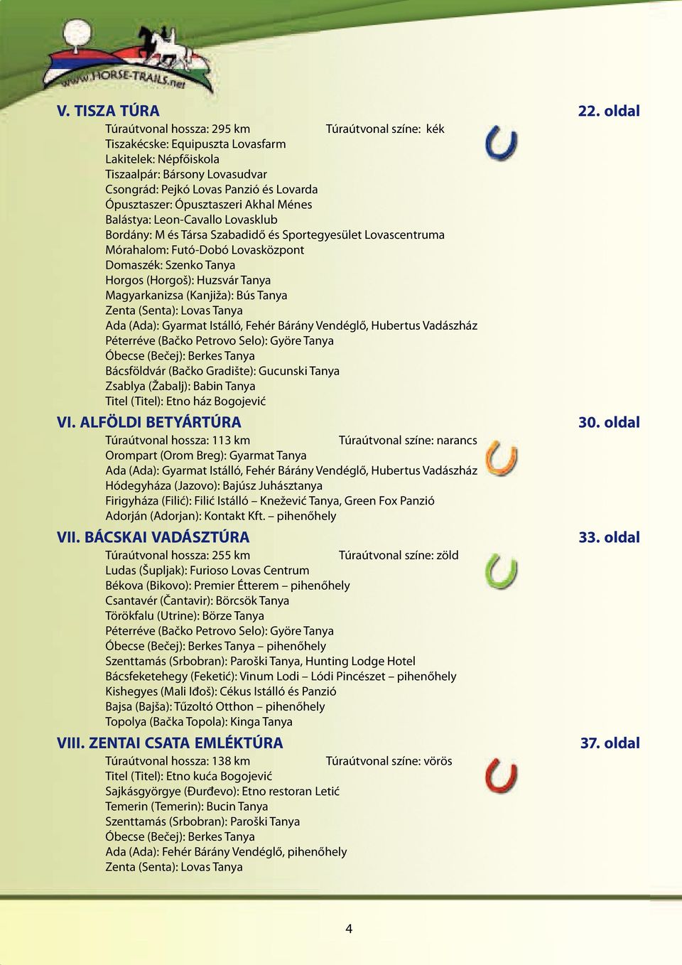 Ópusztaszeri Akhal Ménes Balástya: Leon-Cavallo Lovasklub Bordány: M és Társa Szabadidő és Sportegyesület Lovascentruma Mórahalom: Futó-Dobó Lovasközpont Domaszék: Szenko Tanya Horgos (Horgoš):