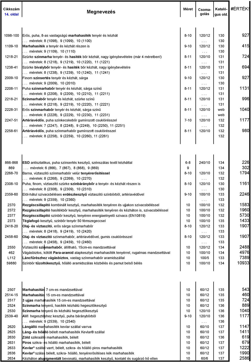 .. 130 1218-21 Szürke színmarha tenyér- és hasíték bőr kézhát, nagy igénybevételre (már 4 méretben!) 8-11 120/10 131 724... méretek: 8 (1218), 9 (1219), 10 (1220), 11 (1221).