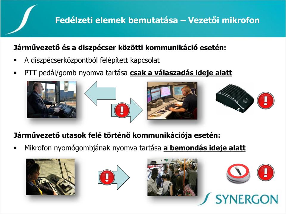 nyomva tartása csak a válaszadás ideje alatt Járművezető utasok felé történő