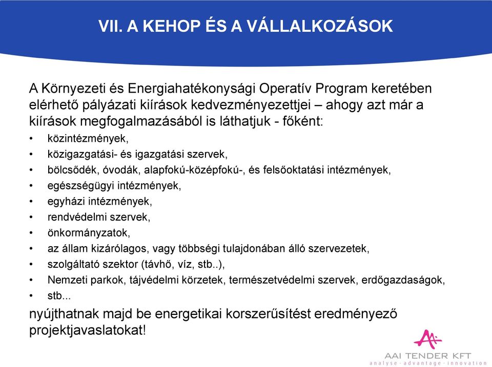 egészségügyi intézmények, egyházi intézmények, rendvédelmi szervek, önkormányzatok, az állam kizárólagos, vagy többségi tulajdonában álló szervezetek, szolgáltató szektor