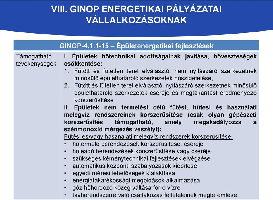 Fűtött és fűtetlen teret elválasztó, nyílászáró szerkezetnek minősülő épülethatároló szerkezetek cseréje és megtakarítást eredményező korszerűsítése II.