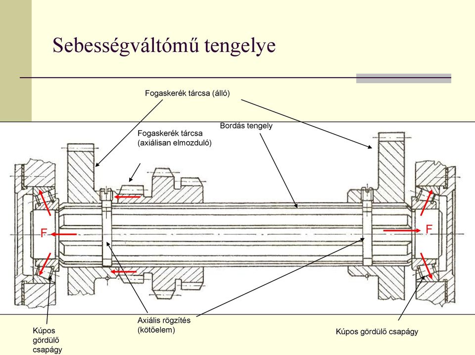 elmozduló) Bordás tengely F F Kúpos gördülő