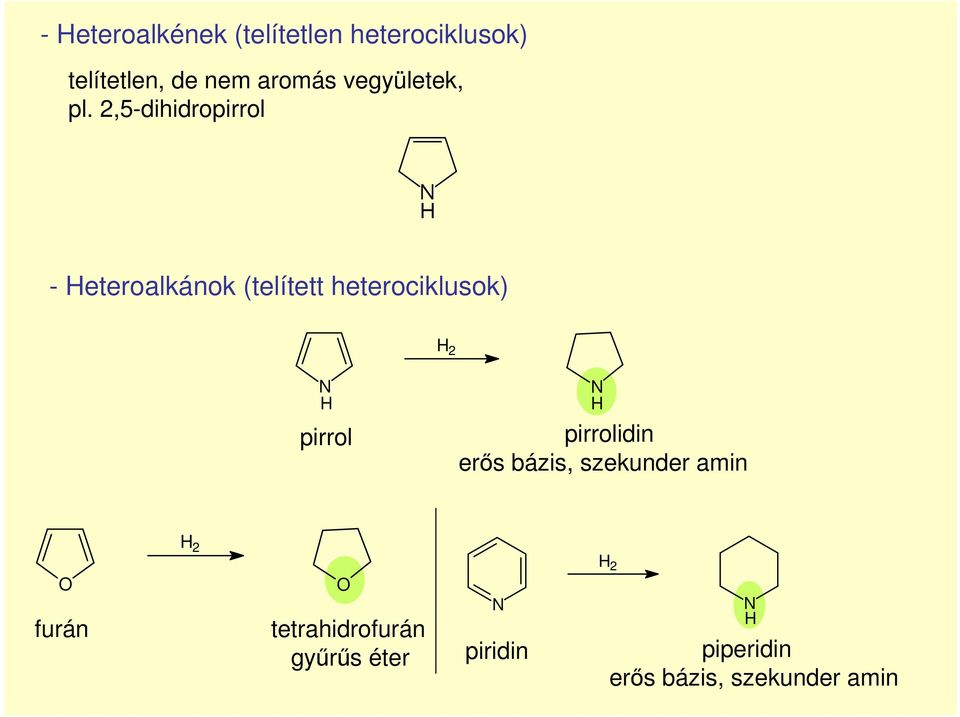 2,5-dihidropirrol - eteroalkánok (telített heterociklusok) 2 pirrol