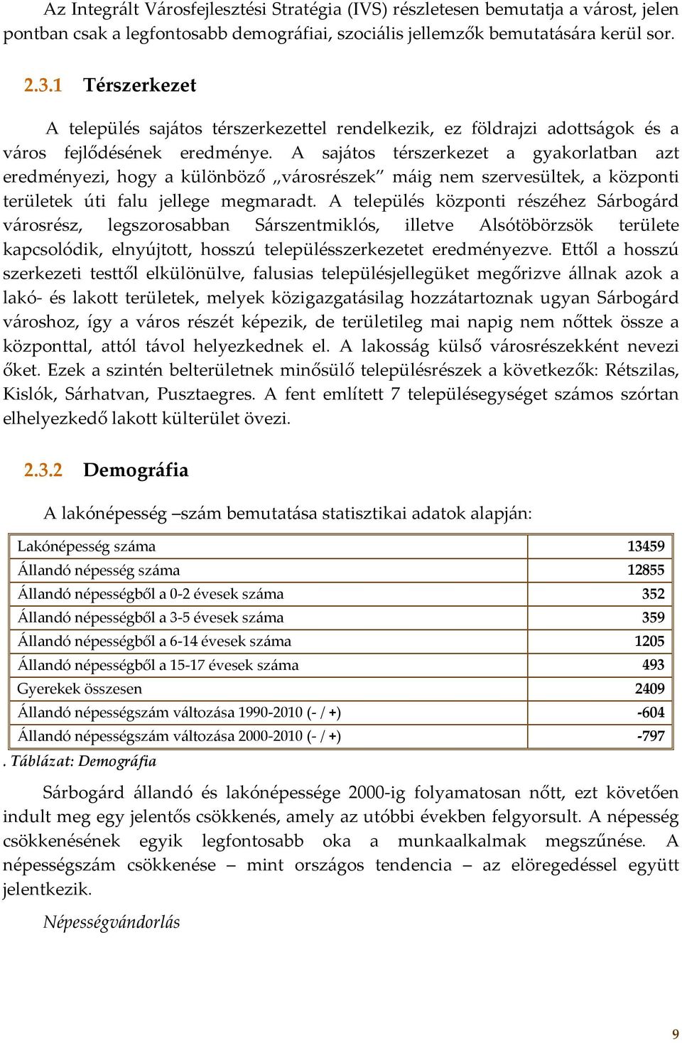 A sajátos térszerkezet a gyakorlatban azt eredményezi, hogy a különböző városrészek máig nem szervesültek, a központi területek úti falu jellege megmaradt.