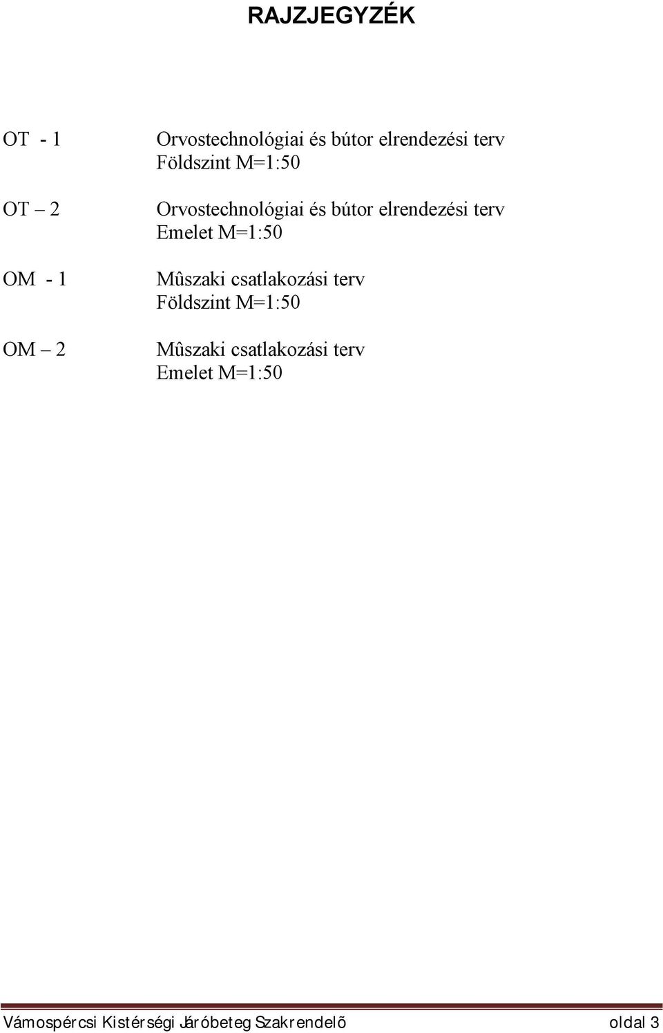 terv Emelet M=1:50 Mûszaki csatlakozási terv Földszint M=1:50 Mûszaki