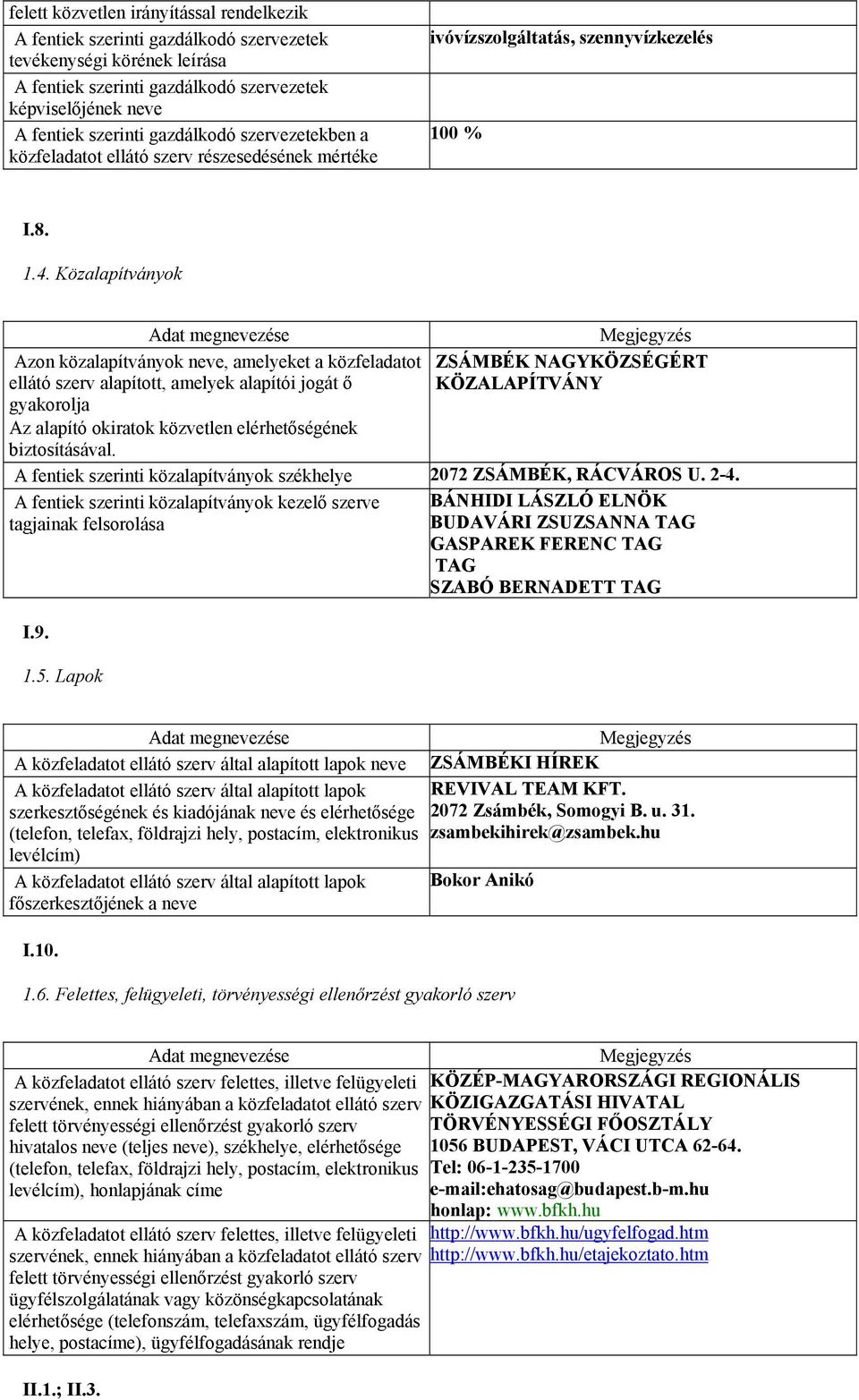 Közalapítványok Azon közalapítványok neve, amelyeket a közfeladatot ZSÁMBÉK NAGYKÖZSÉGÉRT ellátó szerv alapított, amelyek alapítói jogát ő KÖZALAPÍTVÁNY gyakorolja Az alapító okiratok közvetlen