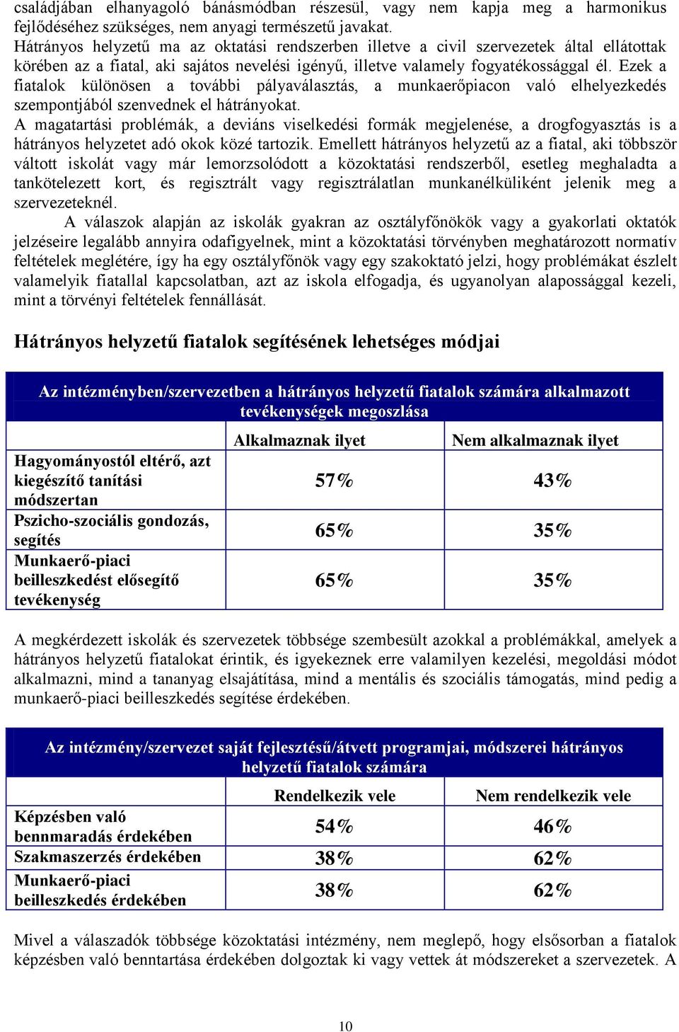 Ezek a fiatalok különösen a további pályaválasztás, a munkaerőpiacon való elhelyezkedés szempontjából szenvednek el hátrányokat.