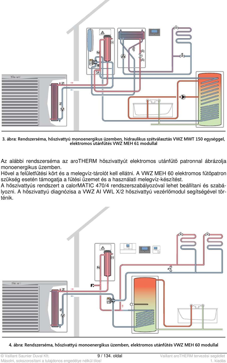 A VWZ MEH 60 elektromos fűtőpatron szükség esetén támogatja a fűtési üzemet és a használati melegvíz-készítést.