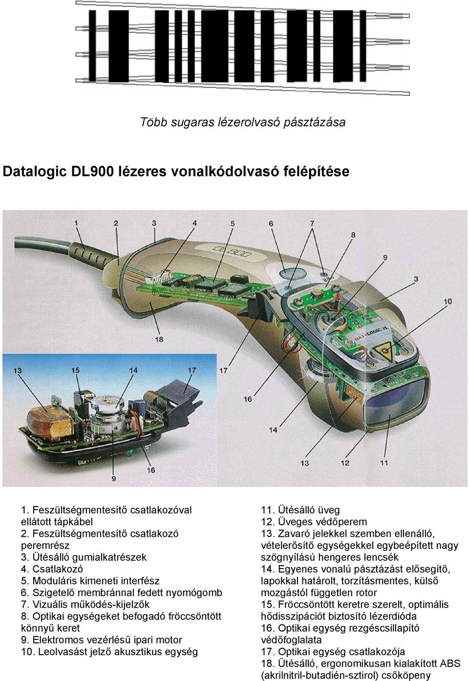 Elektromos vezérlésű ipari motor 10. Leolvasást jelző akusztikus egység 11. Ütésálló üveg 12. Üveges védőperem 13.