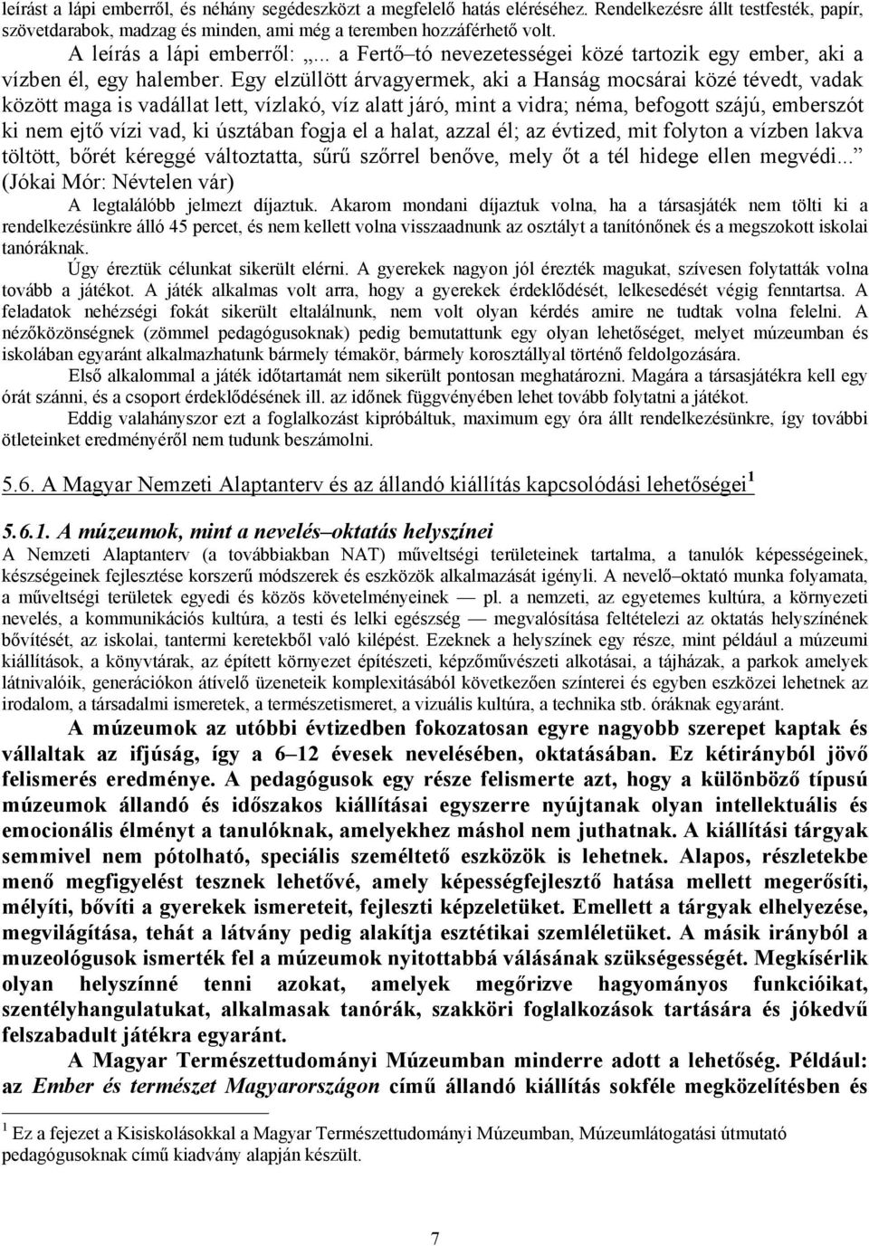 Egy elzüllött árvagyermek, aki a Hanság mocsárai közé tévedt, vadak között maga is vadállat lett, vízlakó, víz alatt járó, mint a vidra; néma, befogott szájú, emberszót ki nem ejtő vízi vad, ki