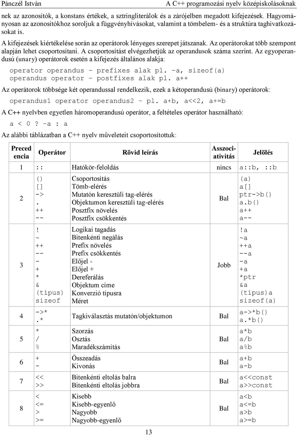 Az operátorokat több szempont alapján lehet csoportosítani. A csoportosítást elvégezhetjük az operandusok száma szerint.